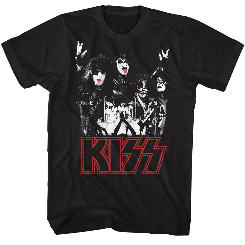 KISS バンドTシャツ ブラック Kiss Band Faces Black Adult Classic T-Shirt - Walmart.com