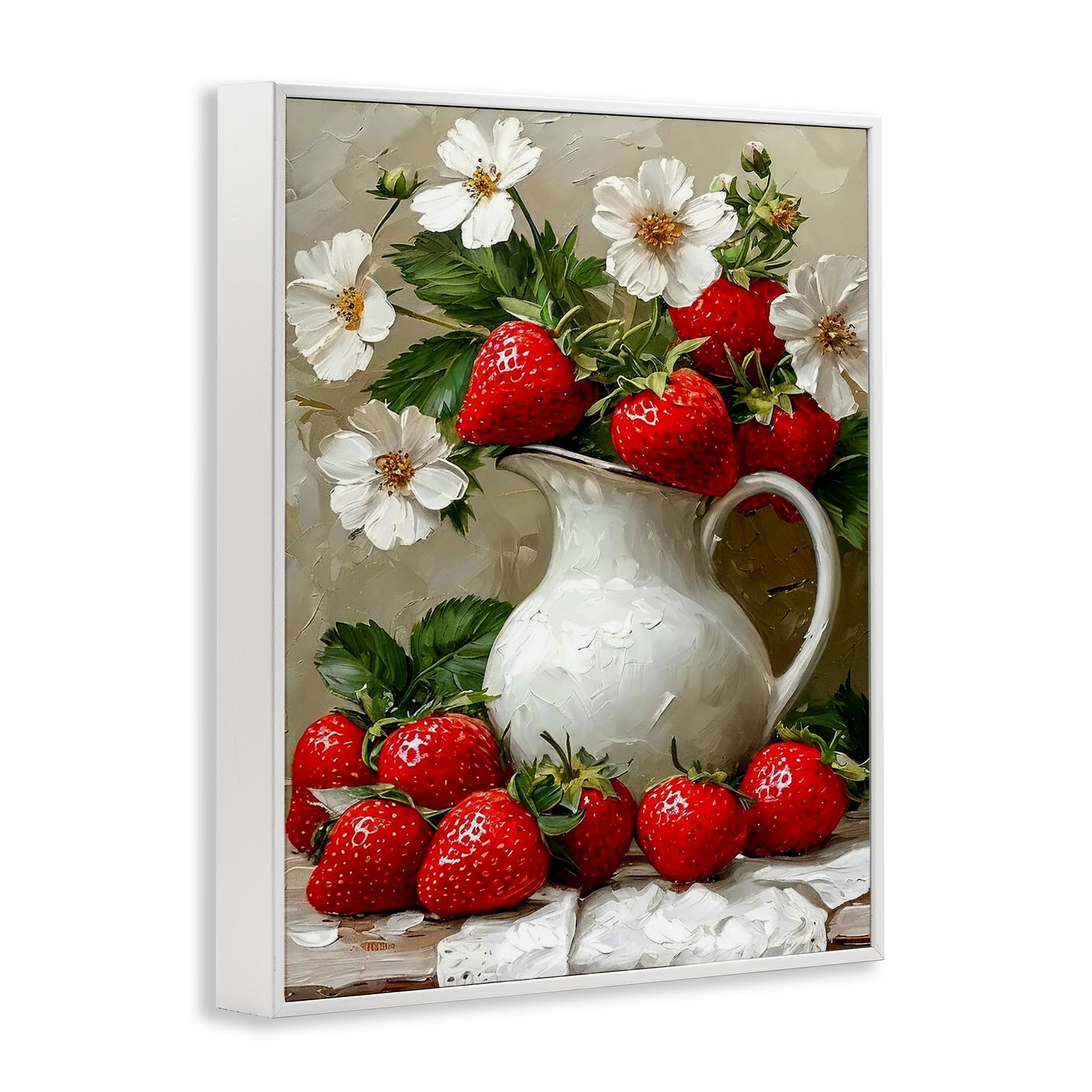 Painterly Strawberries Still Life White Framed Giclee Art, design by Lettered and Lined