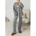 thumbnail image 4 of Conjunto Lounge PRETTYGARDEN Cardigan Pantalón de Pierna Ancha Gris S, 4 of 8