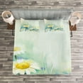 thumbnail image 3 of Ambesonne Floral Quilted Bedspread Set 3 Pcs, Daisy Flower Field Art, Queen Size, Pale Blue White, 3 of 3