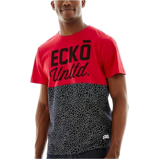 Camiseta Ecko Unltd. Quake Print Half Graphic para hombre roja mediana Camiseta gráfica