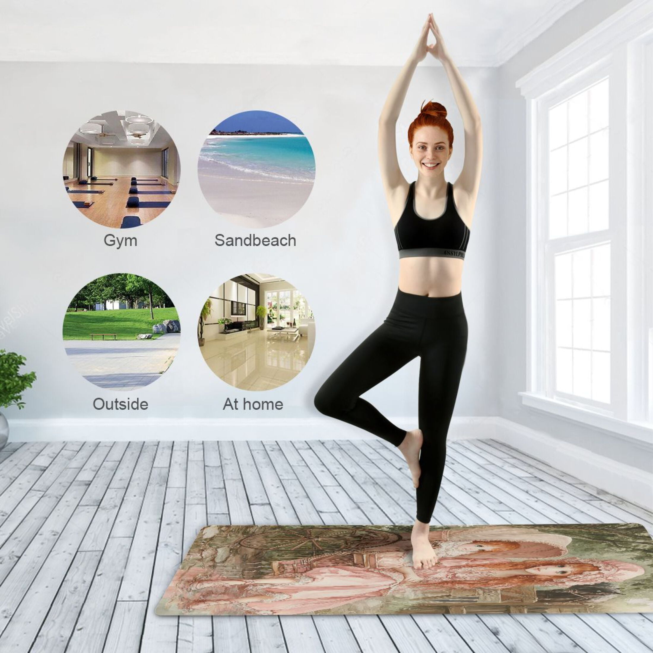 BZSMCE Yoga Mat Women Girl and Baby in Carriage Fitness Mat