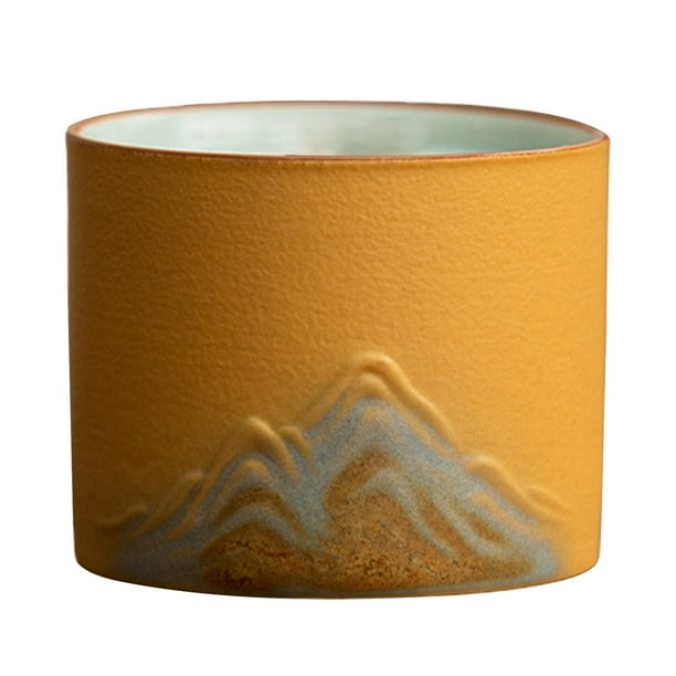 Taza de cerámica, taza de sake de porcelana, taza de espresso tradicional china de moda, Kung Fu amarillo