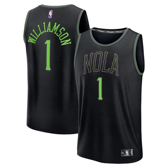 Men's Fanatics Zion Williamson Black New Orleans Pelicans 2025/26 City Edition Fast Break Jersey