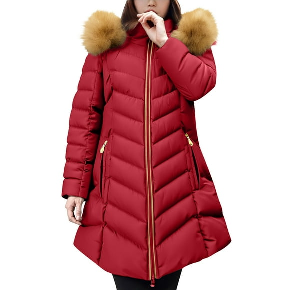 Aoiroe Heavy Winter Coats For Women Women'S Plus Size Winter Coats Long Puffer Jacket Womens Plus Size Coat Long Winter Coats For Women Oversized Casual Loose Solid Winter Coat Wine M