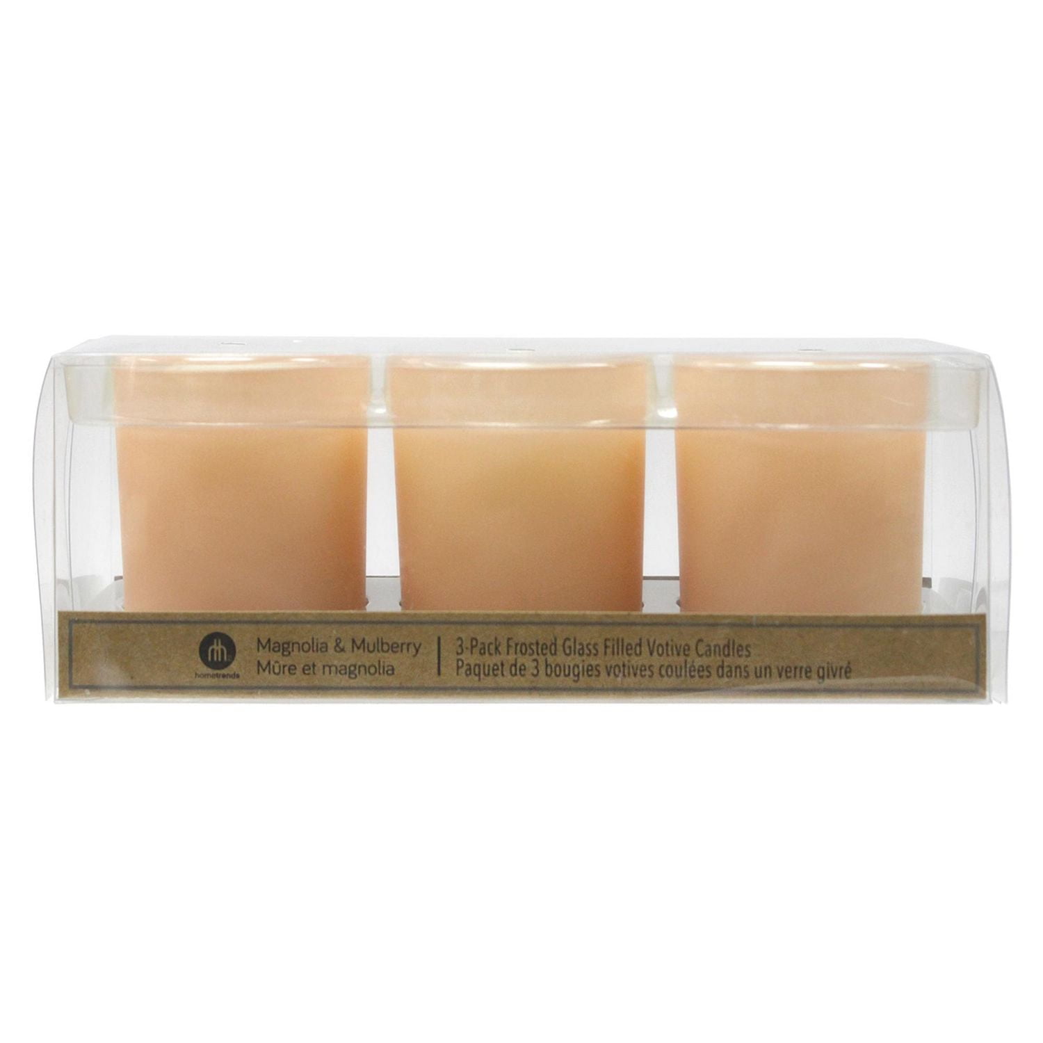 Hometrends Magnolia & Mulberry Scented 3-Pack Frosted Glass Filled Votive Candles