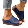 thumbnail image 1 of Women's Hollow Out Wedge Mules Comfortable Platform Sandals Slip On Open Toe Clogs Lightweight Non Slip Beach Slides Blue Size 8, 1 of 8