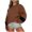 Dark brown 9, variant on Henpk Sweatshirts for Women Oversized Fall Winter Sweatshirts Long Sleeve Crew Neck Shirts Tunic Tops Pullover Solid Color Hoodies for Women Buttons Casual Loose Basic Trendy Black L