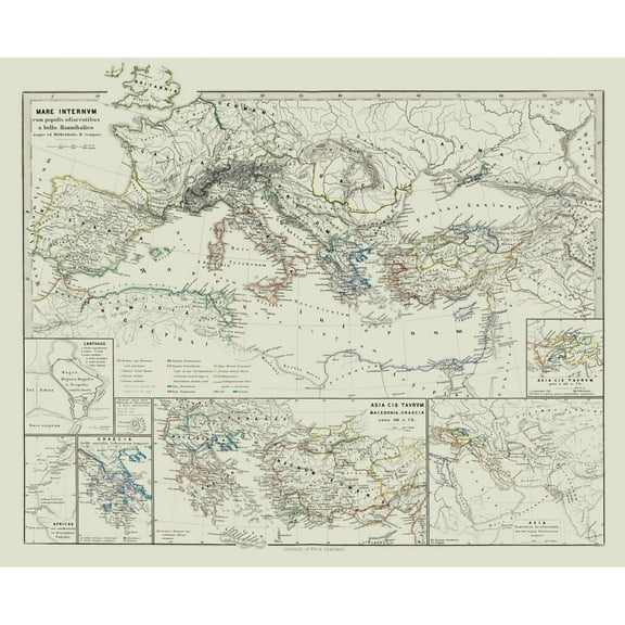 Historic Map - Asia Europe Mediterranean - Spruner 1865 - Vintage Wall Art