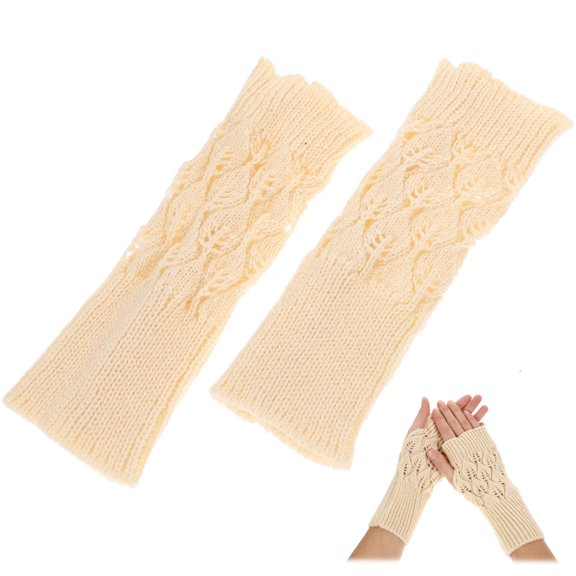 Raindrops Women Winter Warm Knit Fingerless Gloves with Thumbhole Design for Comfortable Use in Cool Weather 23cm