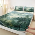 thumbnail image 3 of Homewish Smoky Jungle 4-Piece Full Size Sheets For Boys Girls,Botanical Plants Bed Sheets,Green Woodland Lightweight Sheet Sets,Luxury Bedroom Decor, 3 of 7