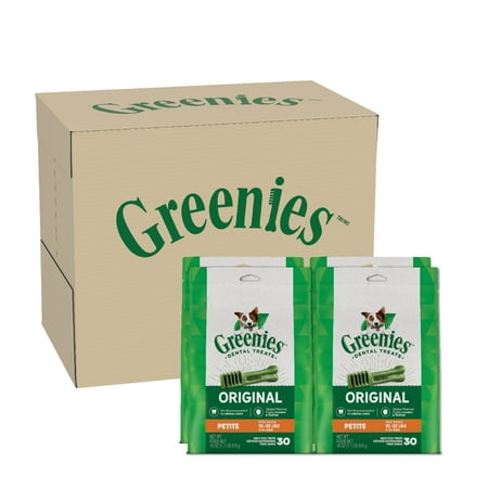 Greenies Original Petite Natural Dog Dental Care Chews Oral Health Dog Treats, 72 Oz Pack (120 Treats)
