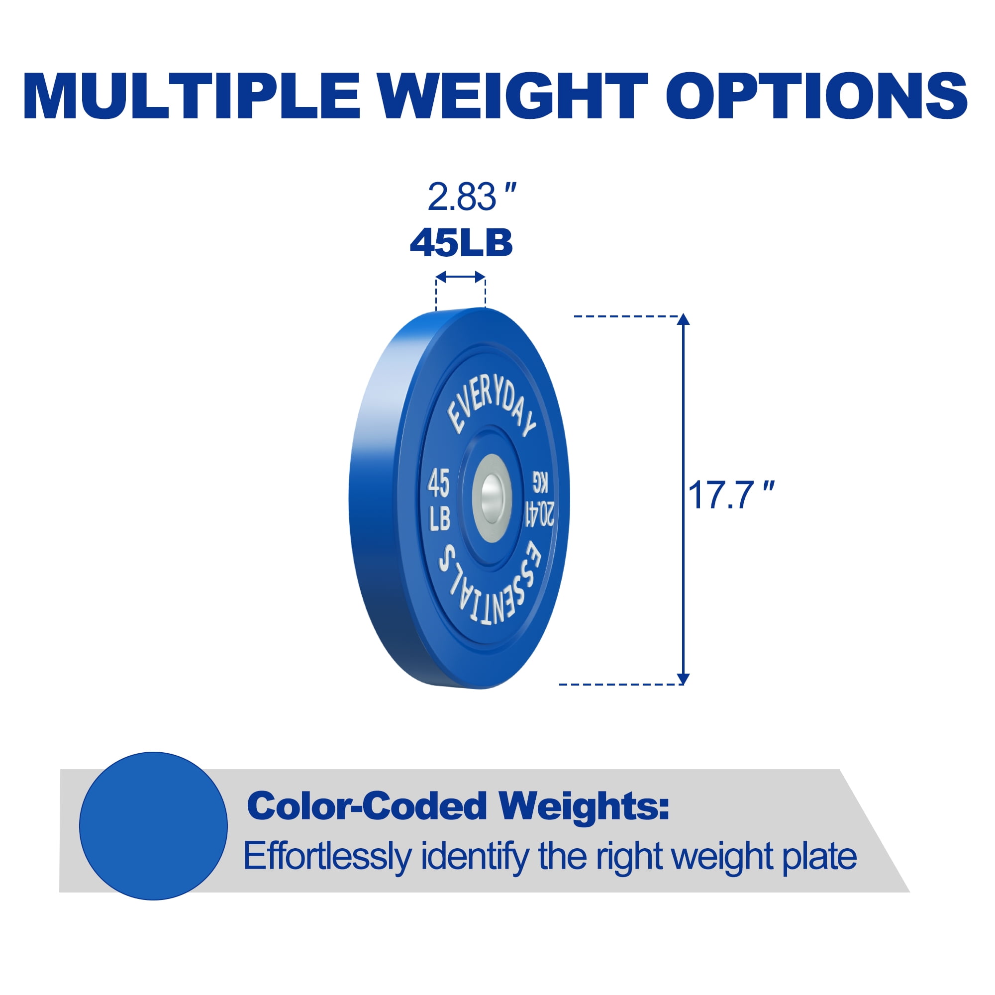 BalanceFrom Olympic Bumper Plate Weight Plate with Steel Hub, Color Coded, 45 lbs Single