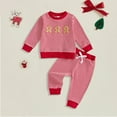 thumbnail image 2 of dmqupv Newborn Xmas Outfit Boy Toddler Outfits for Boys,Toddler Boy Outfits,Kids Christmas Print Long Sleeve Top and Pants 2 PC Set Comfortable Casual Set Hot Pink,Size for 0-6 Months, 2 of 4