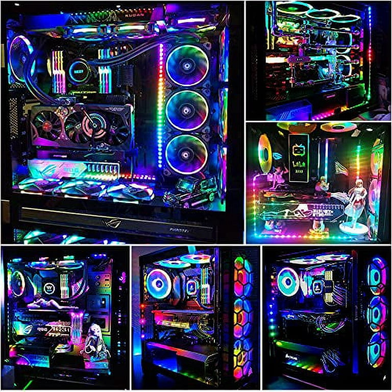 Speclux Addressable RGB PC LED Strip Lights with 5V 3Pin RGB Header, 3PCS  63LEDS Rainbow Color Light Strips for Gaming, PC Playing