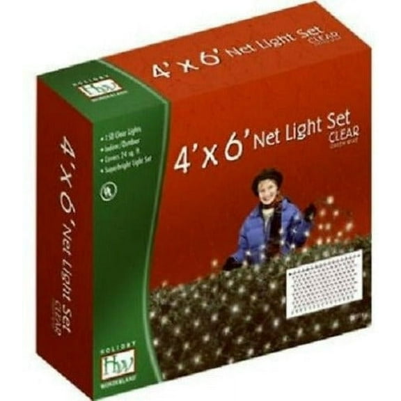 Holiday Wonderland 48950-88 150 Light Count 4' x 6' Clear Net Christmas Lights - Quantity of 16