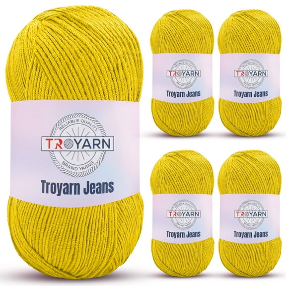 60% Cotton 40% Acrylic Crochet Yarn - 5 Skien Bulk Yarn - Yellow, Soft Fine/Sport Yarn for Crocheting/Knitting Yarn - Ideal for Amigurumi Dolls and Baby Garments