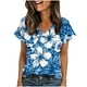thumbnail image 5 of Xuyuer Women's Elegant V-Neck Floral Print Hem Loose Short Sleeve Out Blouse Top, 5 of 7