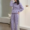 thumbnail image 6 of Pajamas Sets for Women Soft Comfy Fluffy Pajama Fleece Pullover Pajama Set Warm Plush Lounge Sleepwear (Free Size, Purple), 6 of 7