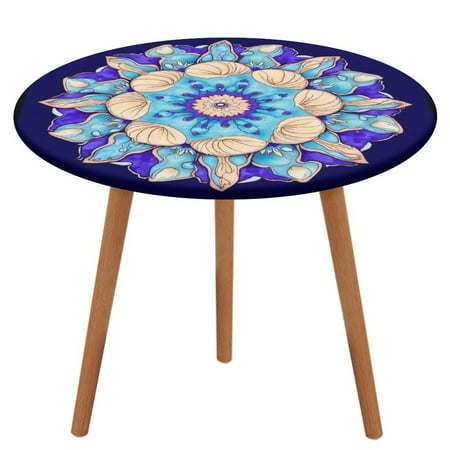 

Blue Floral Mandala Art-3 Pattern Round Tablecloth Waterproof Elastic Table Clothes for Dining Table Cute Desk Decor Protector Cover M-45 -50