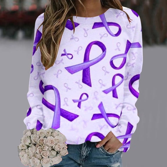 Womens Plus Size Tops 2023 Fashion Casual Long Sleeve Round Neck Graphic Tees Printed Ladies Sweatshirt Tops Blouse Up to 65% off