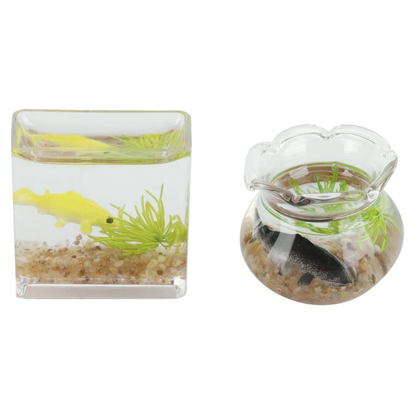 2pcs 1:12 Scale Simulation Miniature Fish Bowls Dollhouse Accessories Fish  Tanks 