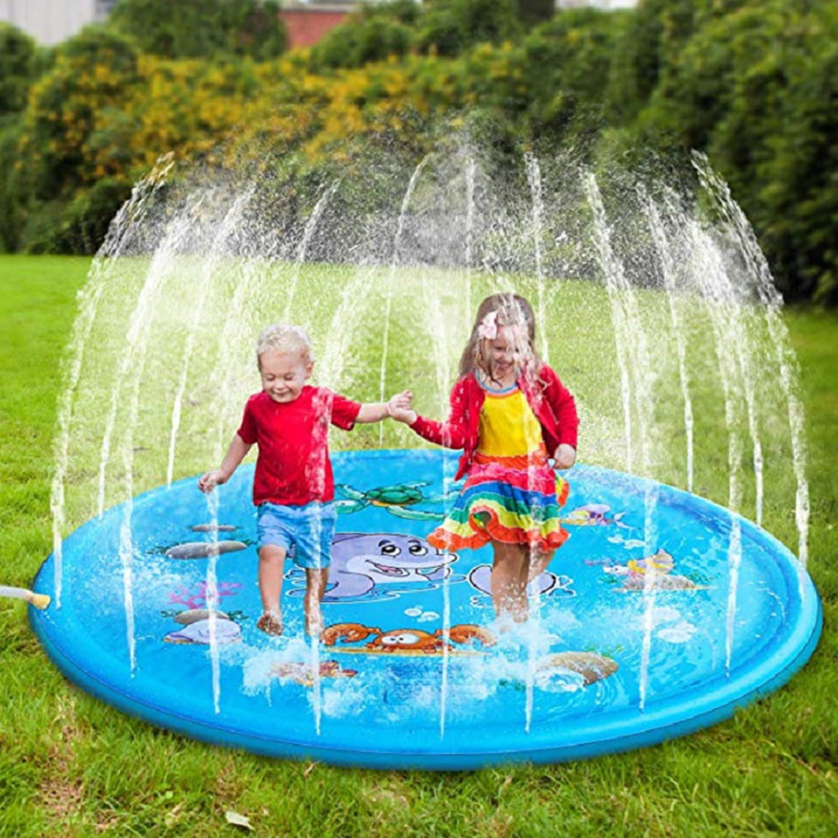 PELLOR Splash Play Mat for Kids 68 Outdoor Water Sprinkle Fun Backyard Fountain Play Mat Backyard Sprinkler Toy Splash Pad for Boys Girls and Children