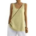 thumbnail image 3 of dgysar Women's Cotton Linen Camisole, Loose Fit Sleeveless Versatile Bottoming Top with Pocket Yellow size M, 3 of 6