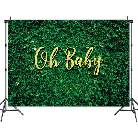 Image of Baby Backdrop for Baby Shower Event 7x5ft Green Leaves Photo Backgrond Newborn Announce Pregnancy Party Banner Photography Decoration