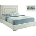 thumbnail image 2 of Pemberly Row Cream Velvet Queen Bed with Gold/Chrome Legs Included, 2 of 12