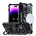 thumbnail image 2 of Bemz Rugged Case for iPhone 15 Pro Max - Tough Magnetic Ring Stand Charger Cover with Tempered Glass Screen Protectors (Black), 2 of 6