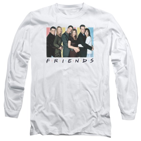 Friends Cast Logo Long Sleeve T-Shirt Adult 18/1 White