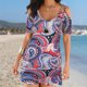 thumbnail image 2 of Vestido suelto casual de manga corta con estampado floral de moda de verano para mujer Fridja  bnh519, 2 of 5