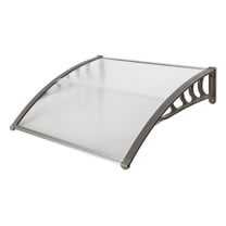 40" x 40" Door Window Awning Polycarbonate Cover Front Door Outdoor Patio Awning Canopy UV Rain Snow Protection Hollow Sheet (Silver & Gray Bracket)