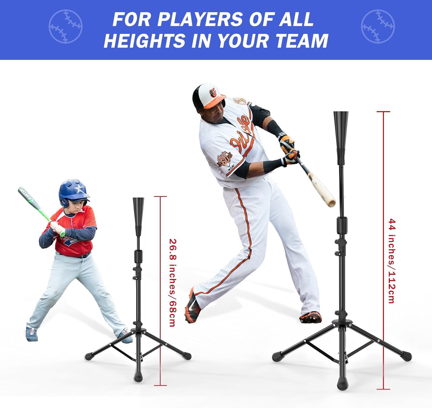 Cyfie Adjustable Baseball Batting Tee, T Ball Stands Hitting Equipment Practice Training, 29.5in-44.5in,Deal on Sale Clearance