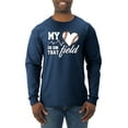 thumbnail image 1 of Wild Bobby, My Heart Is On That Baseball Field, Sports, Men Long Sleeve Shirt, Vintage Heather Navy, Large, 1 of 4