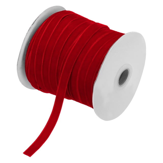 Cinta de terciopelo vintage Uxcell, para envolver regalos, cinta de doble cara para manualidades, lazos, coronas, empaques de ramos de Navidad en rojo oscuro
