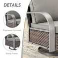 thumbnail image 3 of POCASSY Outdoor Fire Pit Conversation Set with Patio Swivel Chairs Set of 4, Outdoor Patio Furniture Set Metal Arm Swivel Chair and 43" Propane Firepit Table Rectangular, Brown Wicker/Gray Cushion, 3 of 15