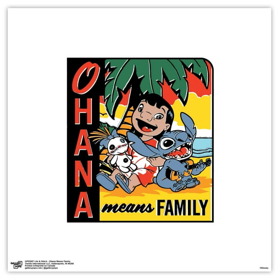 Gallery Pops Lilo & Stitch - Ohana Means Family Wall Art, Unframed Version, 12" x 12"