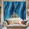 thumbnail image 2 of Blue and Gold Marble Swag Valances for Windows 2 Pack Modern Abstract Ocean Blue Gradient Swag Kitchen Curtains 36 Inches Long Rod Pocket Short Window Treatment for Kitchen Bathroom 36"x36", 2 of 8