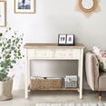 thumbnail image 4 of HomeStock Retro Relaxation Distressed White And Wood 2-Drawer 1-Shelf Console And Entry Table, 4 of 10