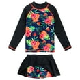 thumbnail image 1 of BAOHULU Girls Swimsuit Two Piece Long Sleeve UPF 50+ Bathing Suit Black Floral Dress Swimwear, 1 of 7