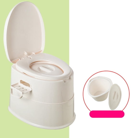 Portable Toilet for Adults Travel Toilet Waterproof Removable Toilet Paper Holder Sturdy Outdoor Potty for Travel RV White