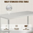 thumbnail image 4 of Table de Travail en Acier Inoxydable Robuste - 60x24x35 Pouces - Tablette Inférieure Réglable, Sans Roulettes, Sans Dosseret, Idéale pour Cuisine Commerciale et Boulangeries, 4 of 6