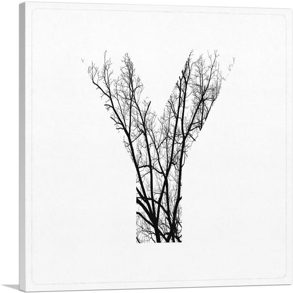 ARTCANVAS Tree Branches Alphabet Letter Y Canvas Art Print - Size: 12" x 12" (0.75" Deep)