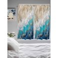 thumbnail image 3 of Abstract Blue Bathroom Window Curtain, Gradient Vintage Ombre Mottled Oil Painting Light Filtering Coffee Kitchen Curtains, Bedroom Living Room Curtains 2 Panel 84"x63", 3 of 6