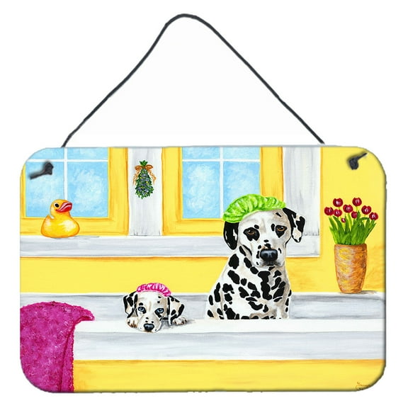 Carolines Treasures AMB1099DS812 Bath Day Dalmatian Wall or Door Hanging Prints  8x12 multicolor