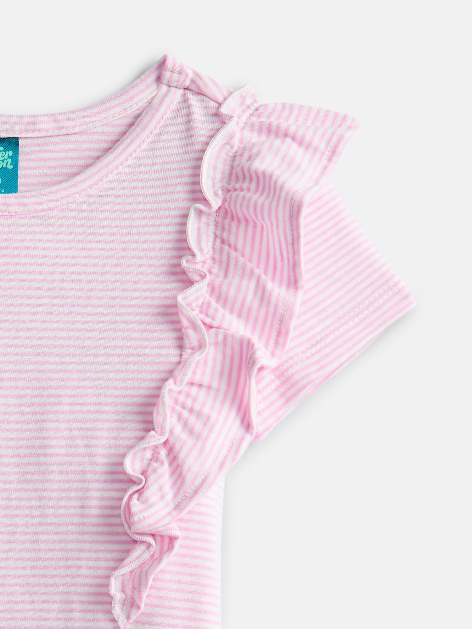 Wonder Nation Girls Cotton Top with Ruffle Sleeves, Sizes 4-18 & Plus