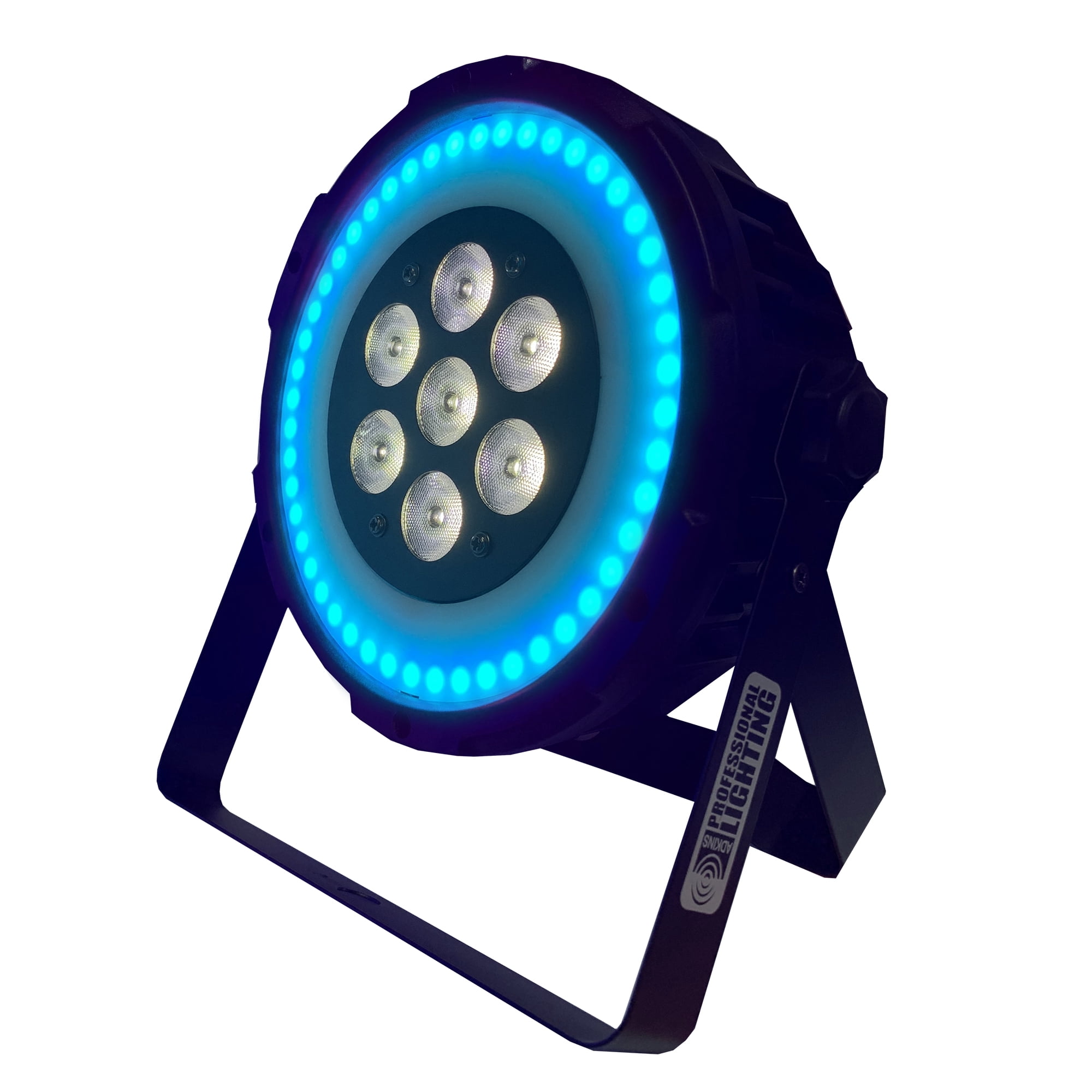 Ultra Bright LED FlatPar 7x10 Watt Hex RGBAW SlimPar Light w/ FX Ring & Remote Control - Up-Lighting - Stage Lights - Adkins Professional Lighting