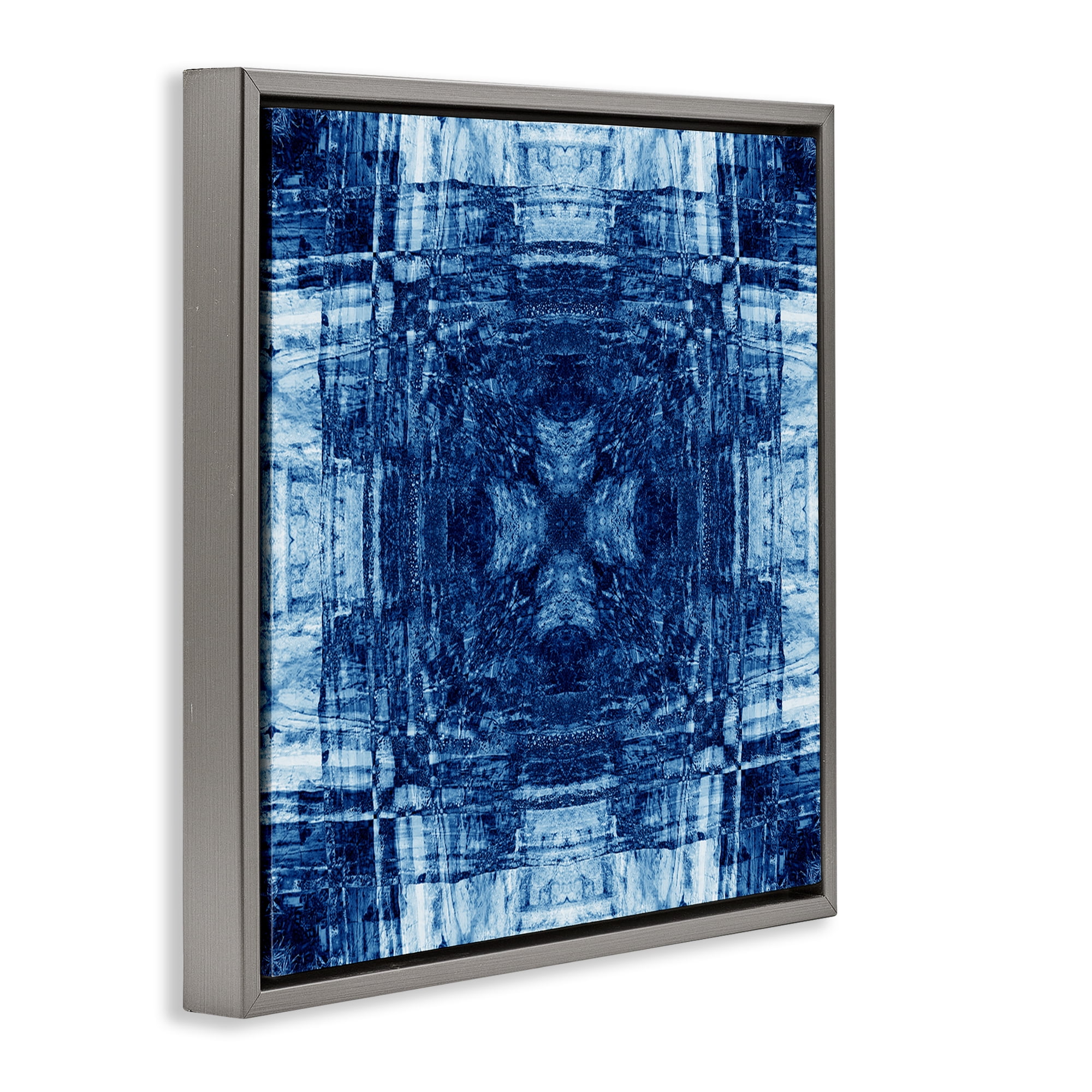 Stupell Industries Linear Geometric Pattern Abstract Painting Gray Floater Framed Canvas Art Print Wall Art, 18 x 18